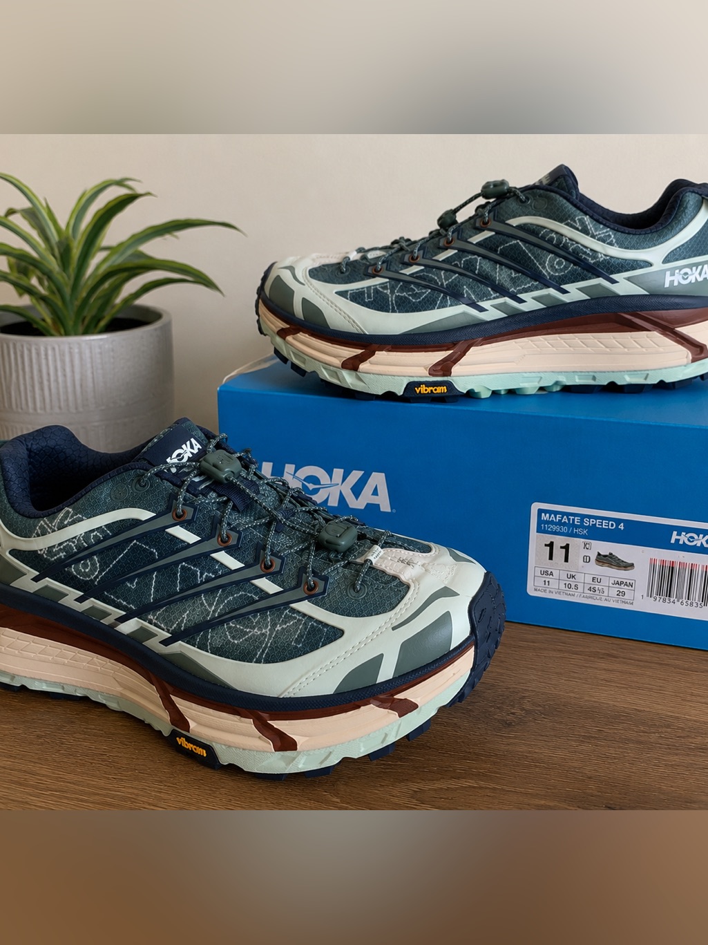 Hoka Mafate Speed 4 Trail Shoe - Teal, Navy & Brown